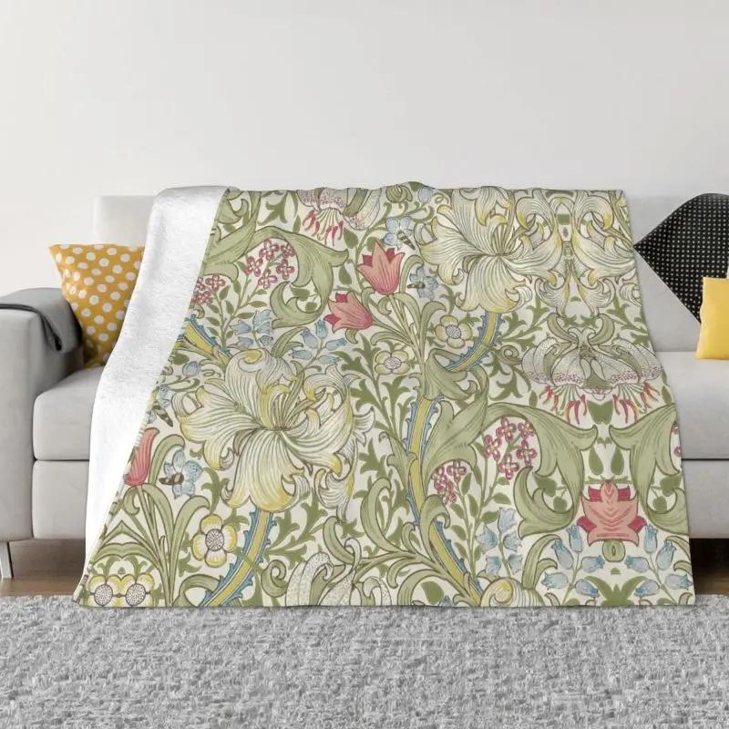 William Morris Deer Throw Blanket Sofa Fleece Warm Flannel Textile Pattern Blankets for Bedding Car Couch Bedspreads