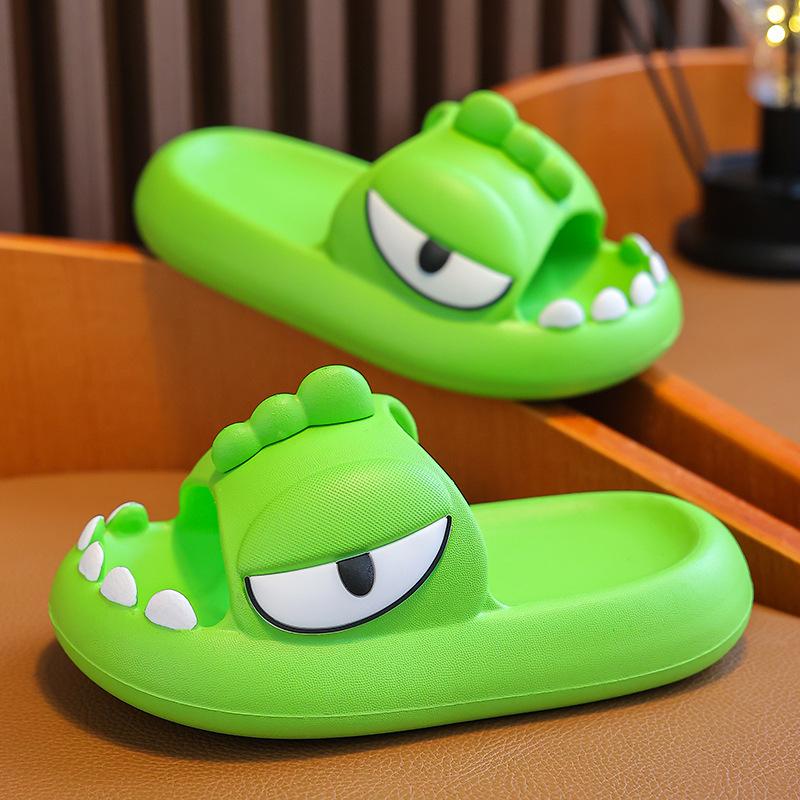 Cute Cartoon Monster Parent-child Slippers 2025 New Summer New Bathroom Home Non-slip Indoor Kids Shoes Platform Women Slides