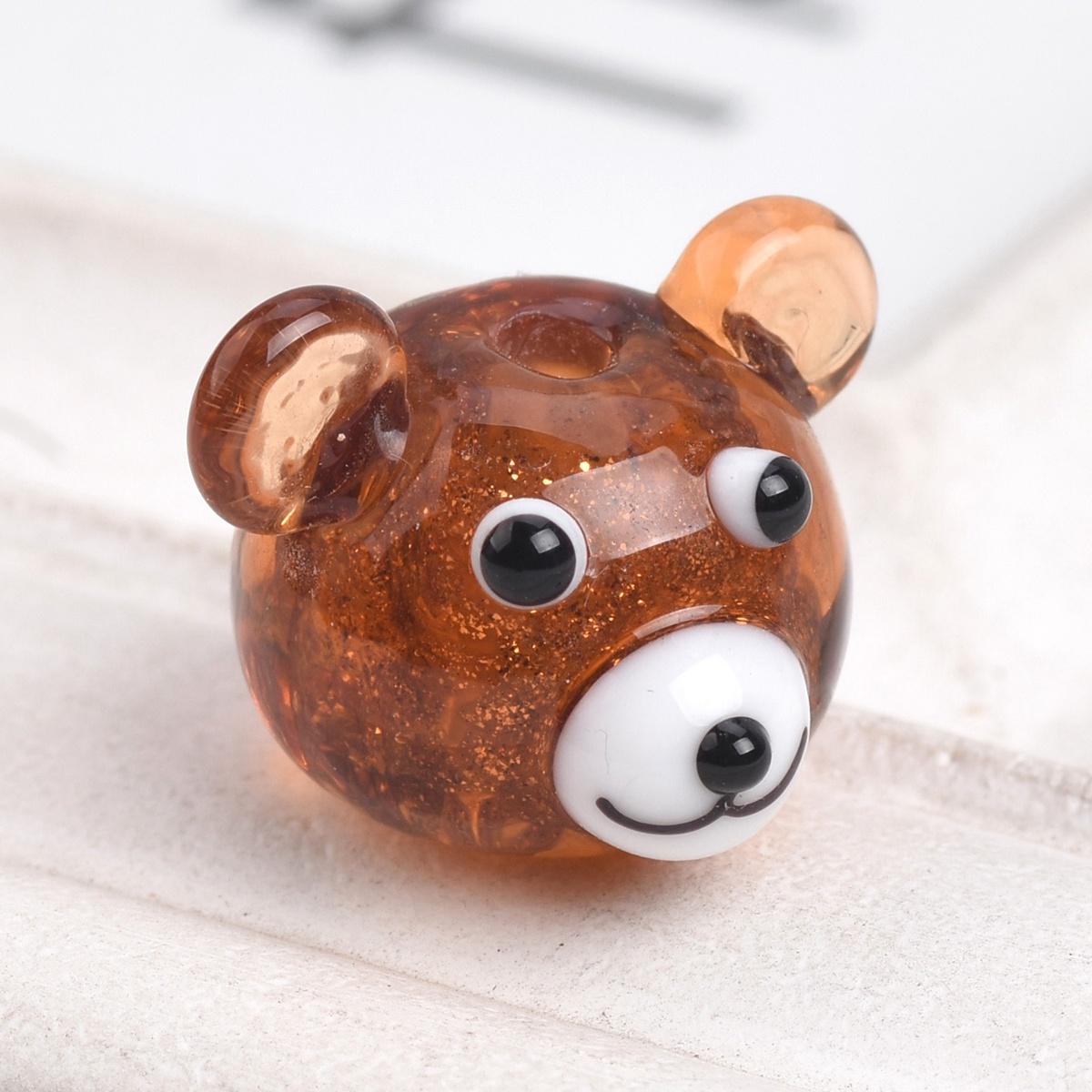 

2 шт. 14мм-21мм Бусины из лэмпворк стекла ручной работы в форме животных для изготовления ювелирных изделий, DIY поделок, фурнитура 18x13mm-Brown Bear -2pcs