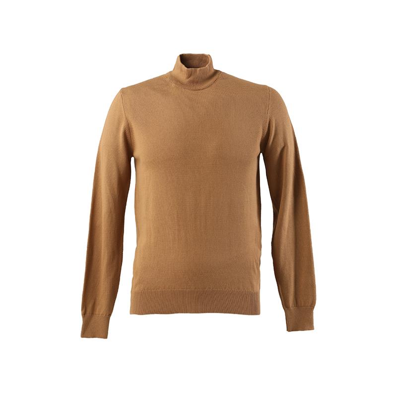 

Мужской базовый трикотажный свитер-полурыбак светло-коричневого цвета L верблюд