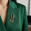 Lock Hole Design Key Shaped Brooch Vintage Style Metal Decorative Pin Suit Coat Accessory  Daily