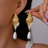 Metallic Imitation Conch Drop Earrings Exaggerated High-end Earrings for Women