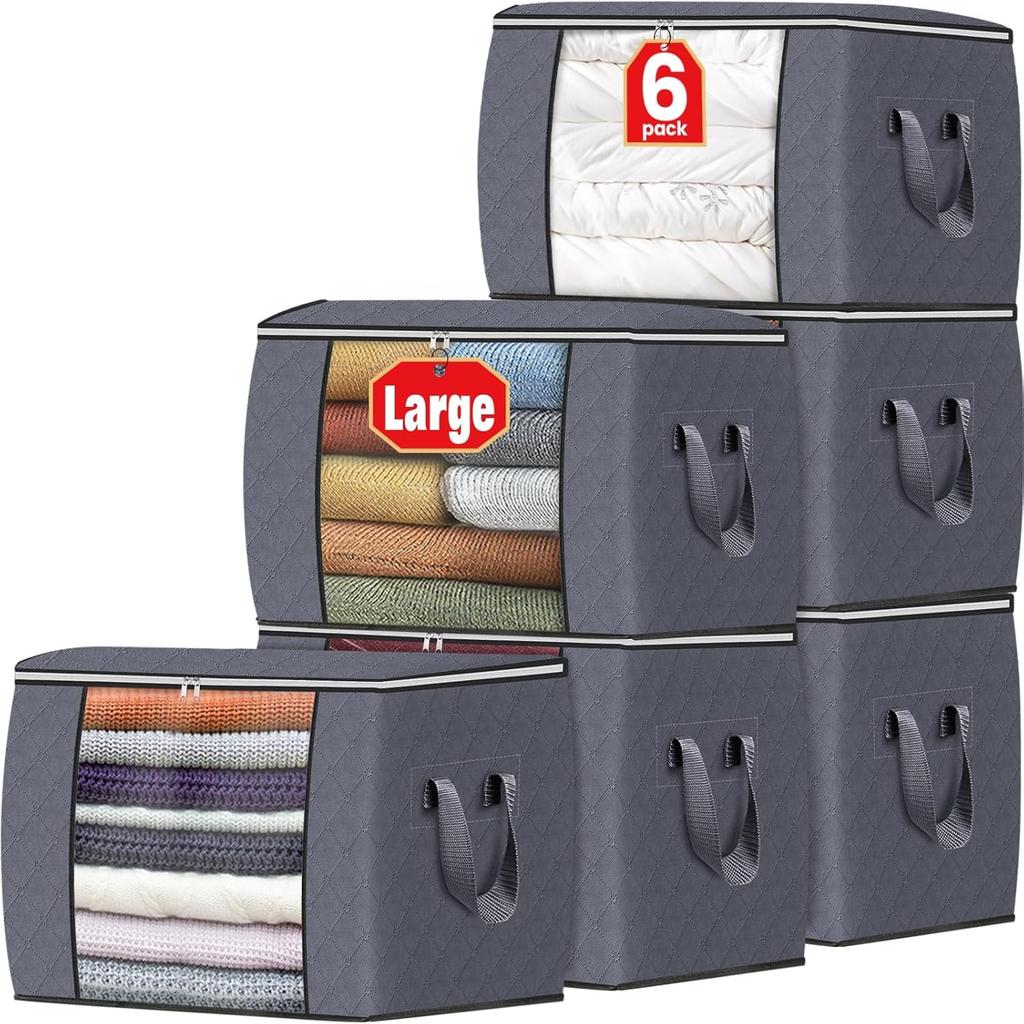 Fab Totes Storage Bags,Clothes Blanket Storage Bins Foldable Closet Organizers with Reinforced Handle for Home Dorm Storage and Organization