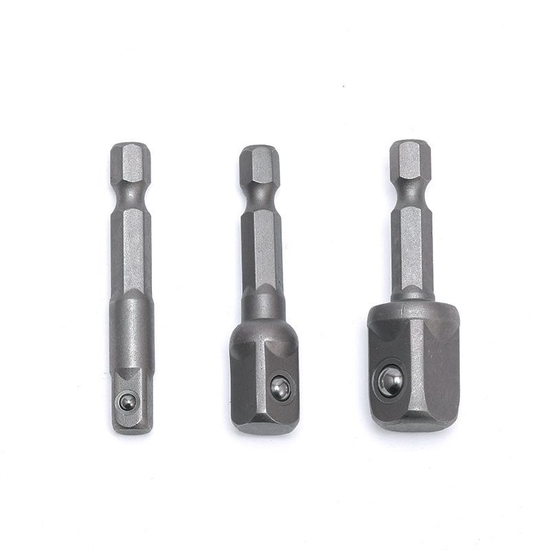 3-Piece Steel Ball Joint Extension Bar Set: Electric Hex Shank Air Wrench Adapter 1/4", 1/2", 3/8"
