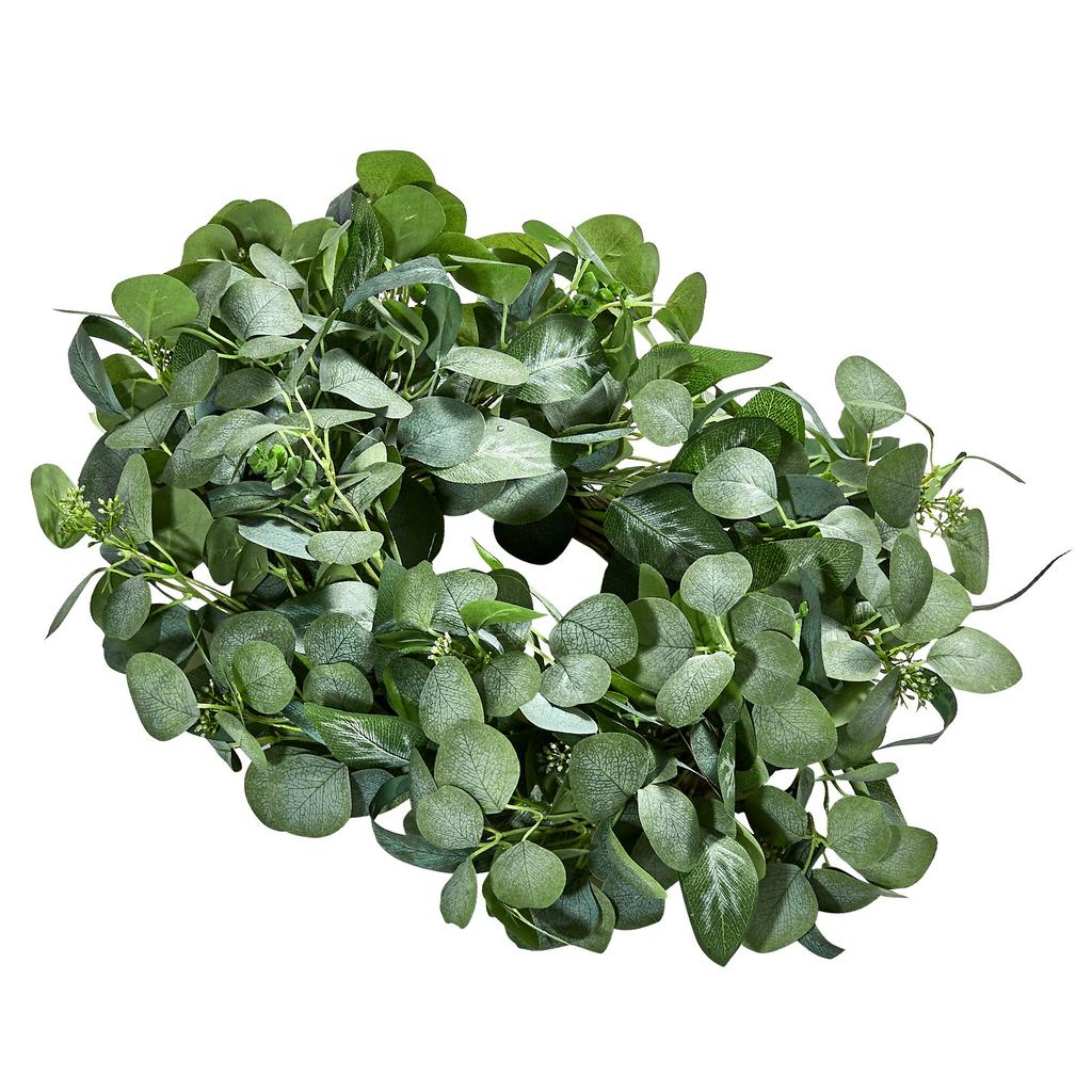 VEVOR Artificial Decorative Wreath, 26 In, Green, Decorated with Eucalyptus Leaves, Berries, Thorny Stems