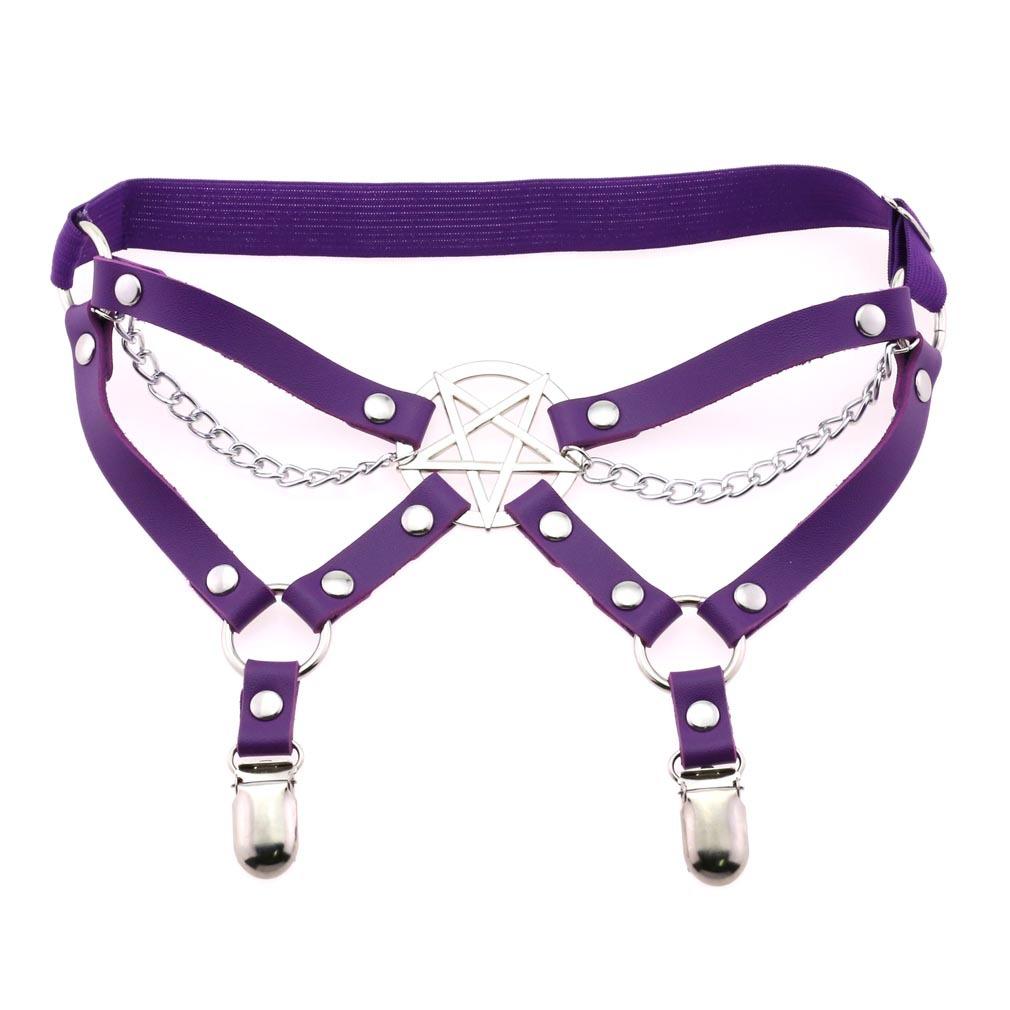 Fxcube New Goth Punk Leg Strap Garter Belt Pentagram Thigh Harness Women Girls Gothic Cosplay Accessories Harajuku Egirl Jewelry