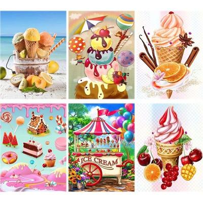 5D-Diamantgemälde, Eiscreme-Dessert, voller Bohrer, runder Diamant, Stickerei, Schokoladenwagen, Malerei, Kinder, Geschenk, Heimdekoration