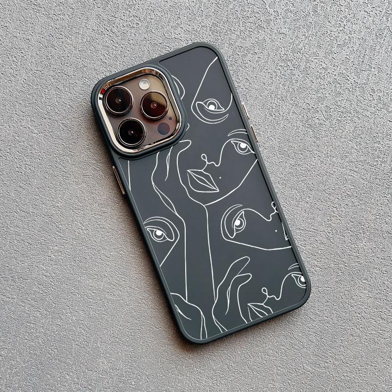Abstract Geometric Art Line Face Silicone Phone Case for IPhone 16 13 12 11 Pro Max 15 14 Pro Max Plus 7 8 X XS XR Back Coque