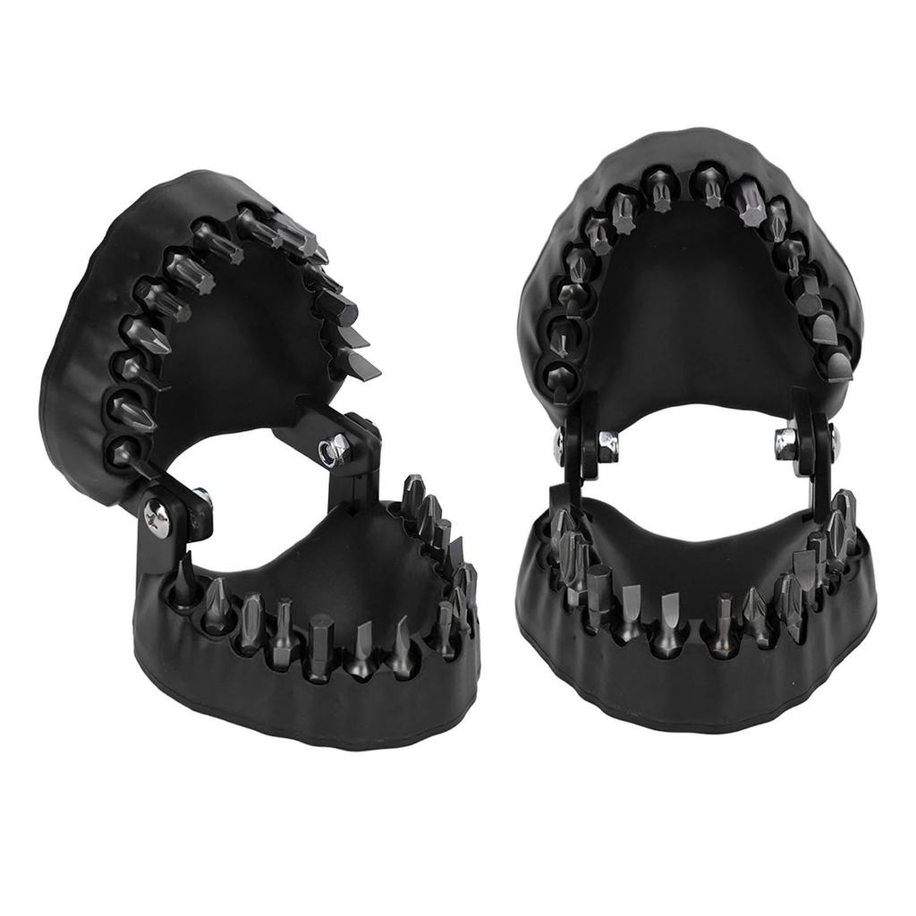 Denture Drill Bit Holder Teeth Model Shaped Full Opening Screwdriver Bit Organizing Holder with 28 Drill Bits