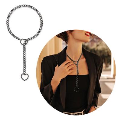 Šik náhrdelník z lana v tvare srdca Goth Slip Chain Choker Náhrdelníky Módny a elegantný doplnok pre ženy a dievčatá
