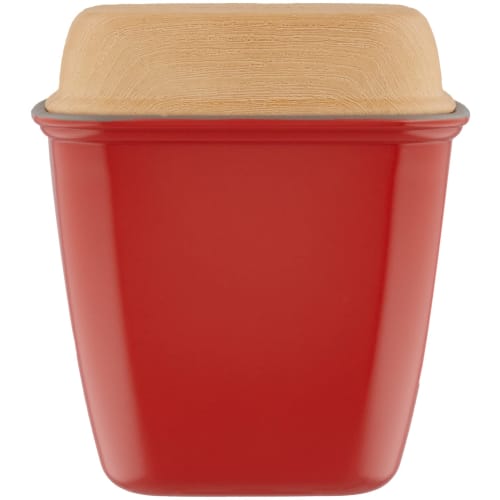 Masakazu Showa matratt Slim Two-Tier Lunch Box, Tall Emalier Lunch, Red, Microwave and Dishwasher Safe, Bottom Tier 460ml/Top Tier 250ml, Suitable for