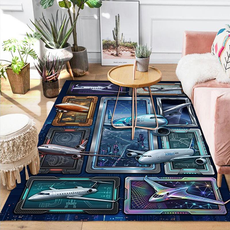 Aircraft Innovations Showcase Pattern Rug Floor Mat for Living Room or Bedroom Soft and Comfortable Carpet a Gift for Birthday and Holiday.