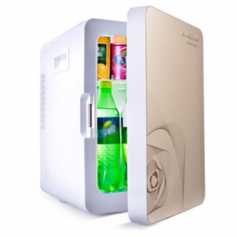 

Kroak Мини Автомобильный Домашний Мини Холодильник Охладитель Нагреватель Двойного назначения Холодильная Коробка Контроль Температуры Общежитие 12В/220В 20Л золотой