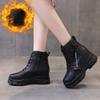 Fashion New Winter Ankle Boots for Women Motorcycle Boots Chunky Heels Casual Round Toe Leather Sneakers High Platform Boots Shoe Female