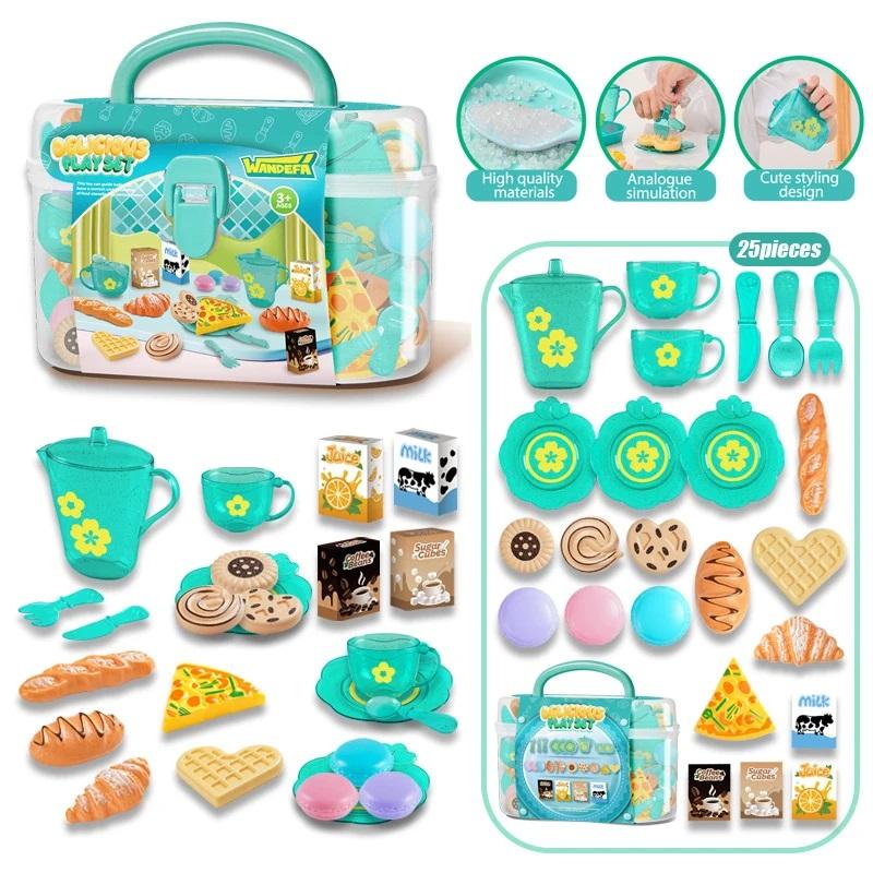 Toy Tea Set For Little Girls Tea Party Set Toys For Kids Girls Pretend Play Kitchen Food Miniature Snack Afternoon Tea Sets Toys