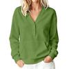 Women's Casual V Neck Pullover Sweatshirt Long Sleeve Buttoned Top with Front Pocket Lightweight Comfortable Fit
