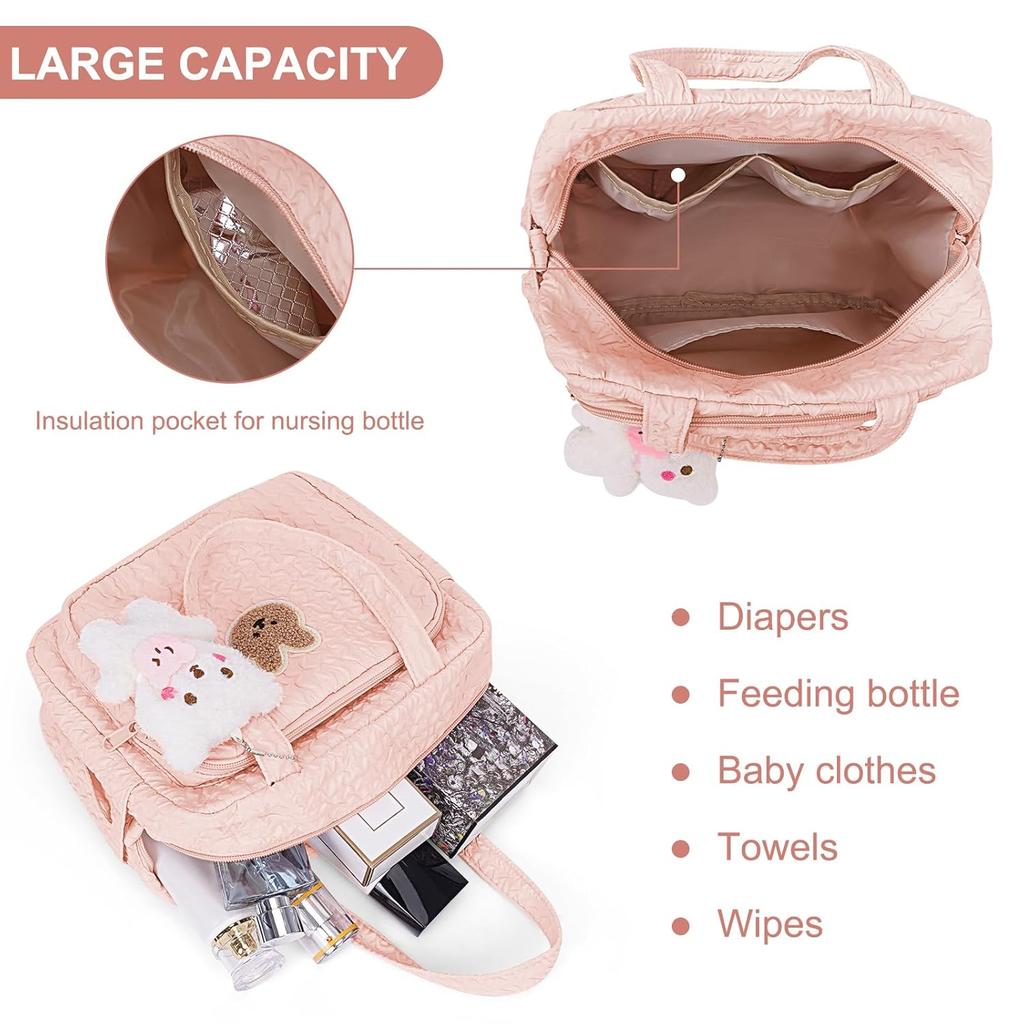 Lushandy Baby Wickeltasche Tote, Mama Tasche Niedliche Wickeltaschen Crossbody Babytaschen für Mädchen Pañaleras Para Beb