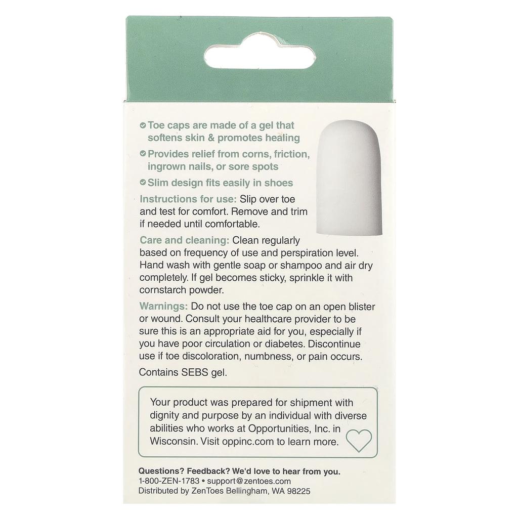 ZenToes Gel Toe Caps, Gray, 2-pack