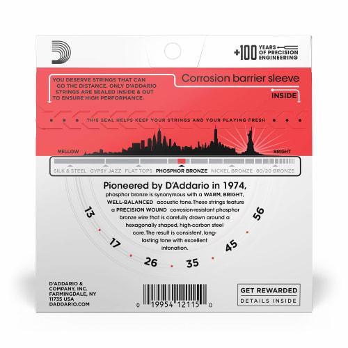 D'Addario Phosphor Bronze Acoustic Guitar Strings, Medium, .013-.056, EJ17
