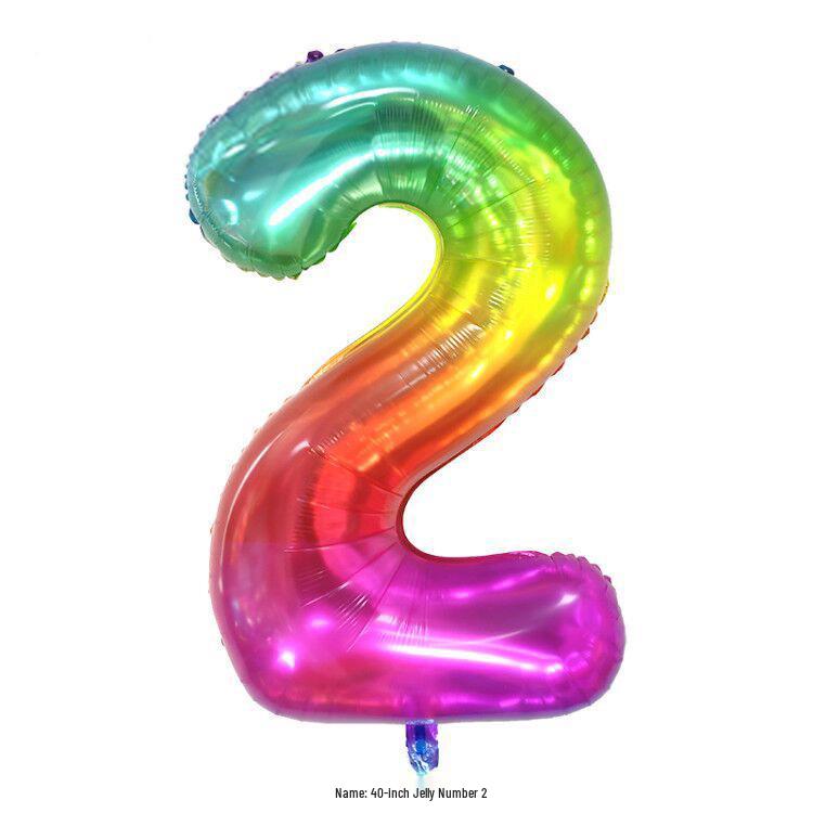 Balon Folie Număr Jelly Gradient Curcubeu de 40 de Inchi pentru Decorațiuni de Ziua de Naștere