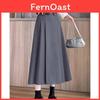 High Chic Gray Skirt Pleated Waist Slimming Midi Length Elegant Long Skirt For Ladies