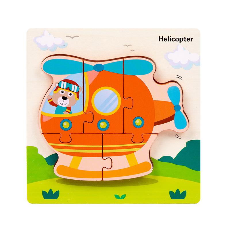 Wooden Children'S Early Education 3D Three-Dimensional Word Puzzle Animal Traffic Puzzle Enlightenment Parent-Child Interaction Educational Toy
