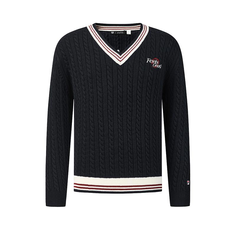 Fila Tennis Fashion Minimalist Classic Retro Sports College Style Casual Versatile Comfortable Knitted Loose Sweater Unisex sweater A11U613401FNV