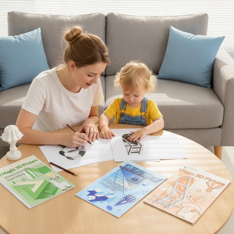 1/3Pcs Magic 3D Stereo Art Sketch Pad Kid Educational Doodle Sketchbook Graffiti Painting Notebook Children Art Creativity Books