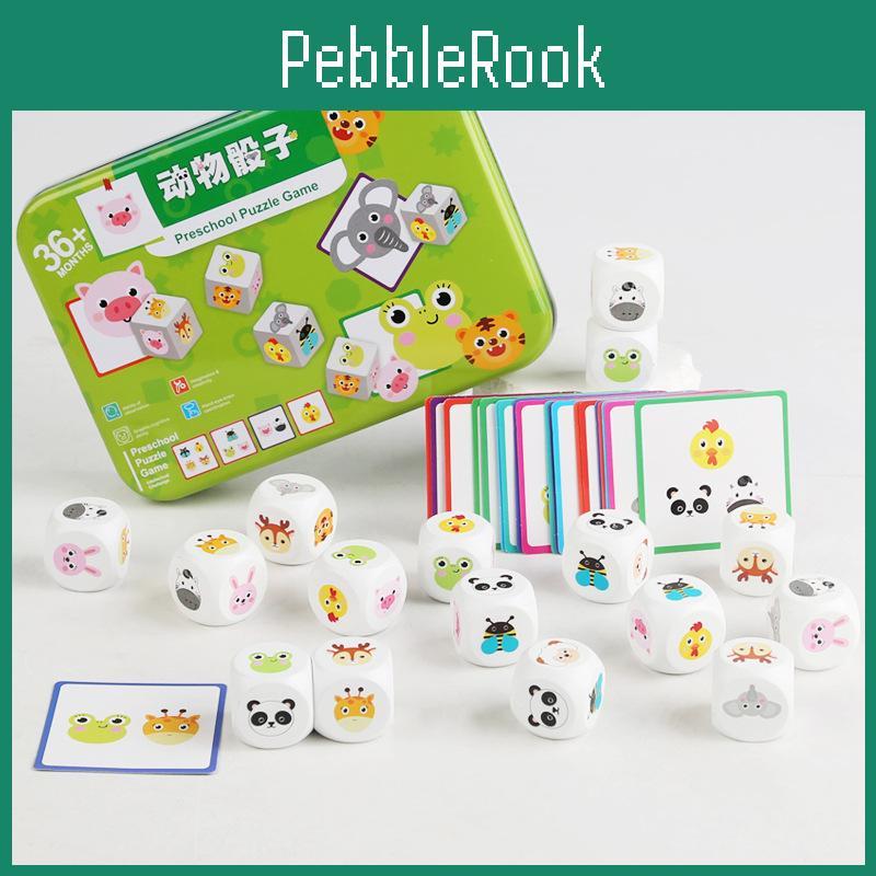 Holz-Tierwürfel-Puzzle für Kinder, Bildung und Konzentrationstraining, Interaktives Brettspiel