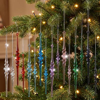 12-teiliges mehrfarbiges Acryl-Eiszapfen-Ornament für die Weihnachtsbaumdekoration