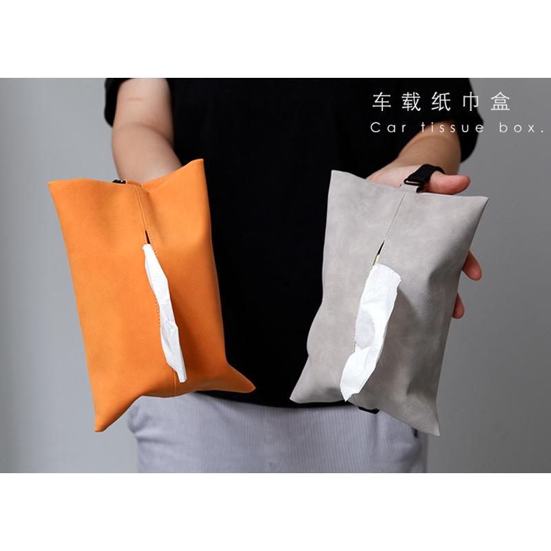 Universal Suede Car Tissue Box Cover Sun Visor Chair Back Hanging Type Car Tissue Box Armrest Box Towel Tissue Storage