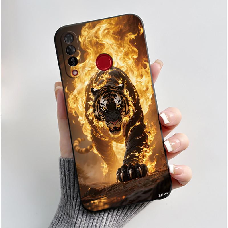 Phone Case For Itel S15/S15 Pro Candy Color Jelly Soft Shockproof Black Cover Trendy Style Painted Pattern Casing