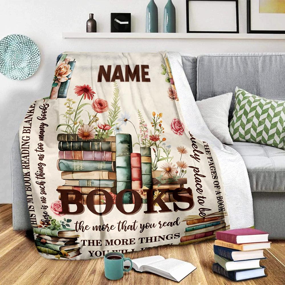 Book Reading Blanket Home Customize Your Name Blankets Comfortable Soft Lightweight Multipurpose Blanket For Picnic Sofa Office Bed Living Room