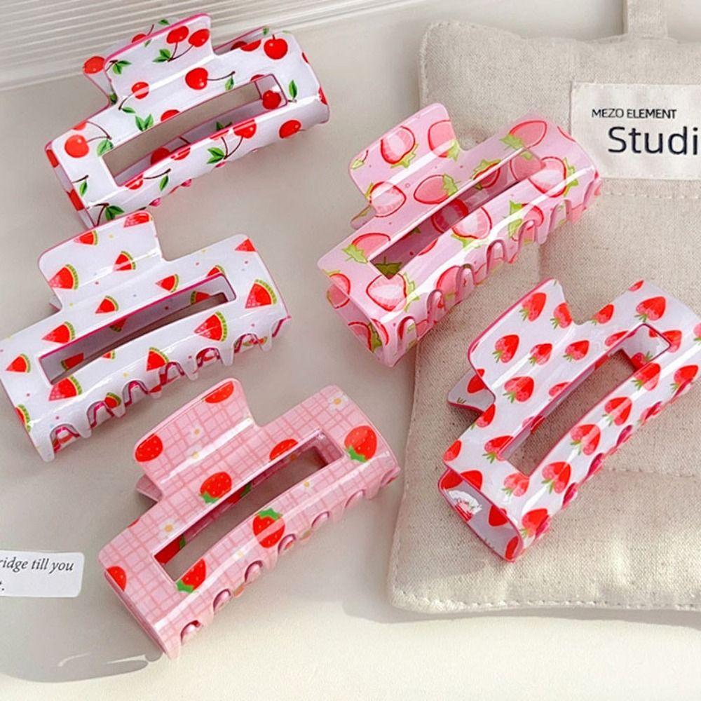 

Hollow Geometry Hair Claw Cherry/Watermelon Acetic Acid Shark Clip Wash Face Style3