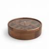 Dried Fruit Box with Lid Round Wooden Nut Platter Divided for Living Room, Hosts