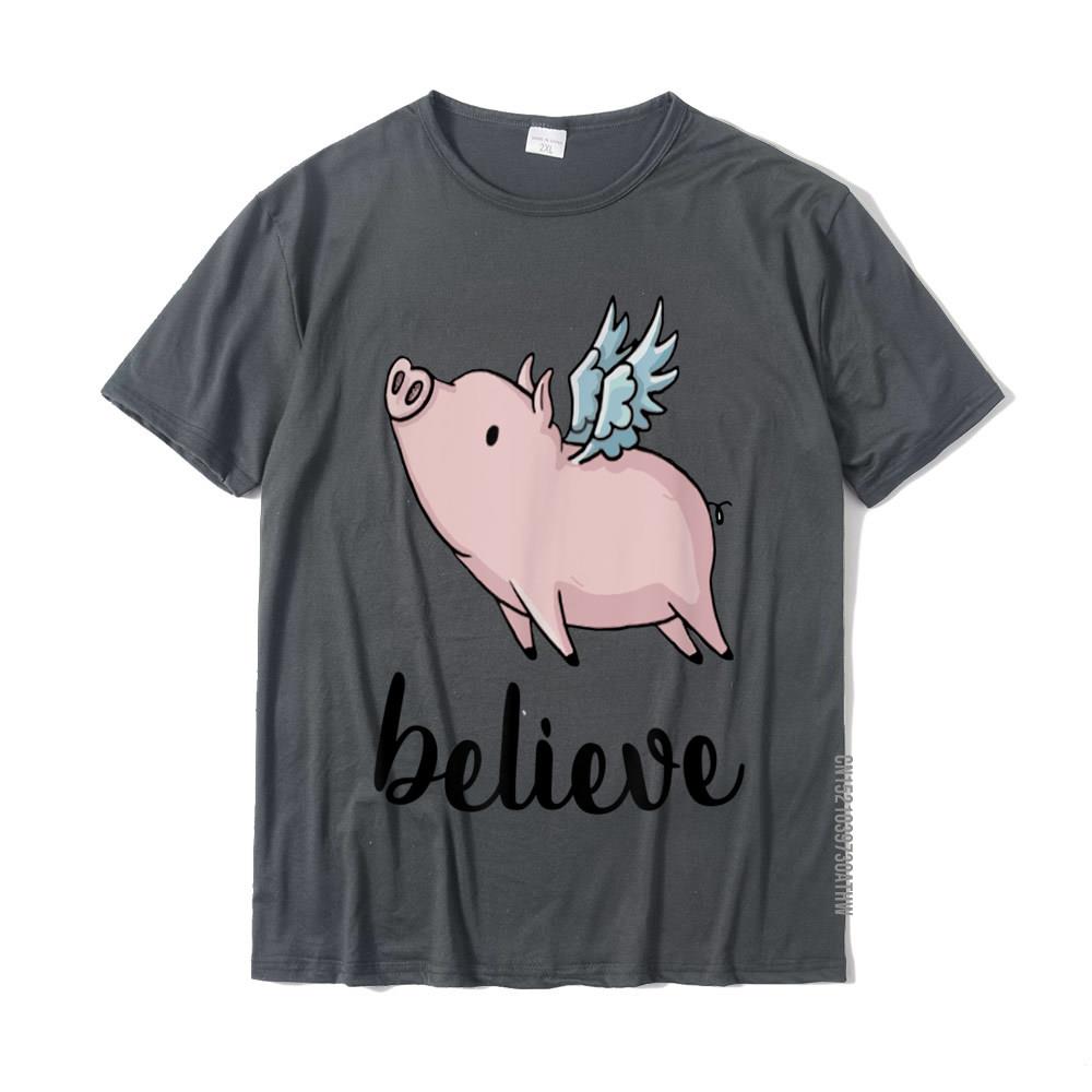 Believe Flying Pig With Wings Motivational Pigs Fly Gift Tshirt Casualnormal Tops T Shirt Prevailing Cotton Unisexs Tshirts