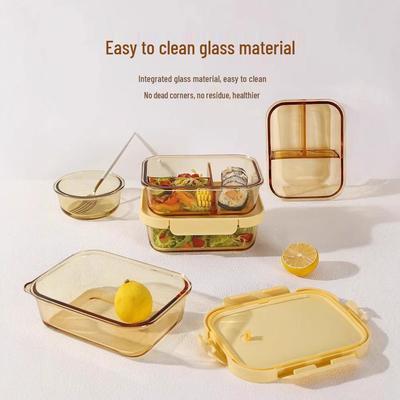 Ensemble de Boîtes à Bento en Verre Adaptées au Micro-ondes avec Couvercle - Durable, Hermétique pour la Fraîcheur, Résistant aux Hautes Températures pour les Déjeuners au Bureau