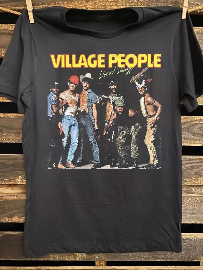Village People Live and Sleazy LP Unisex Cotton T-Shirt All Size MC143 Unisex T-Shirt M