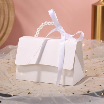 10Pcs Gift Boxes Wedding Favors Box DIY Set Kraft Paper Box with Pearl Handle Ribbons for Birthday Party Favor Boutique Wedding and Anniversary