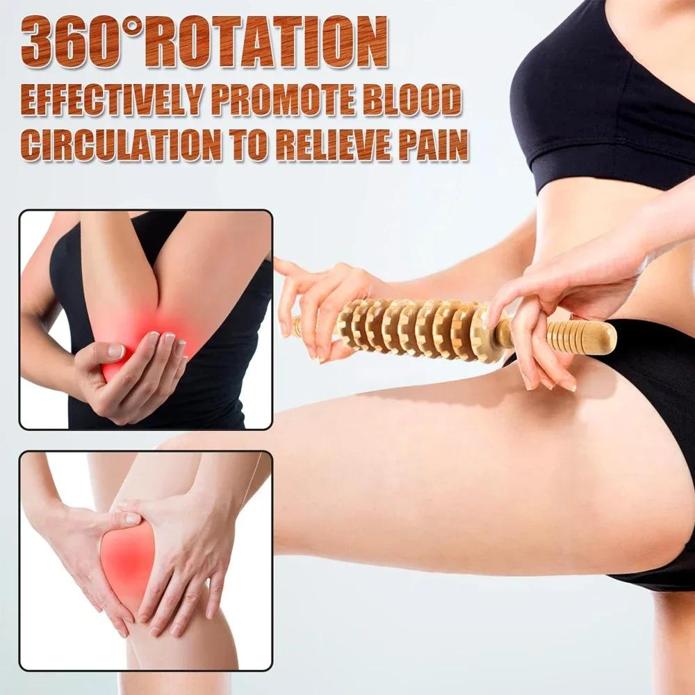 Curved Wood Roller for Stomach Cellulite Wooden Therapy Massage Tool for Body Shaping,Wood Massager Stick for Lymphatic Drainage