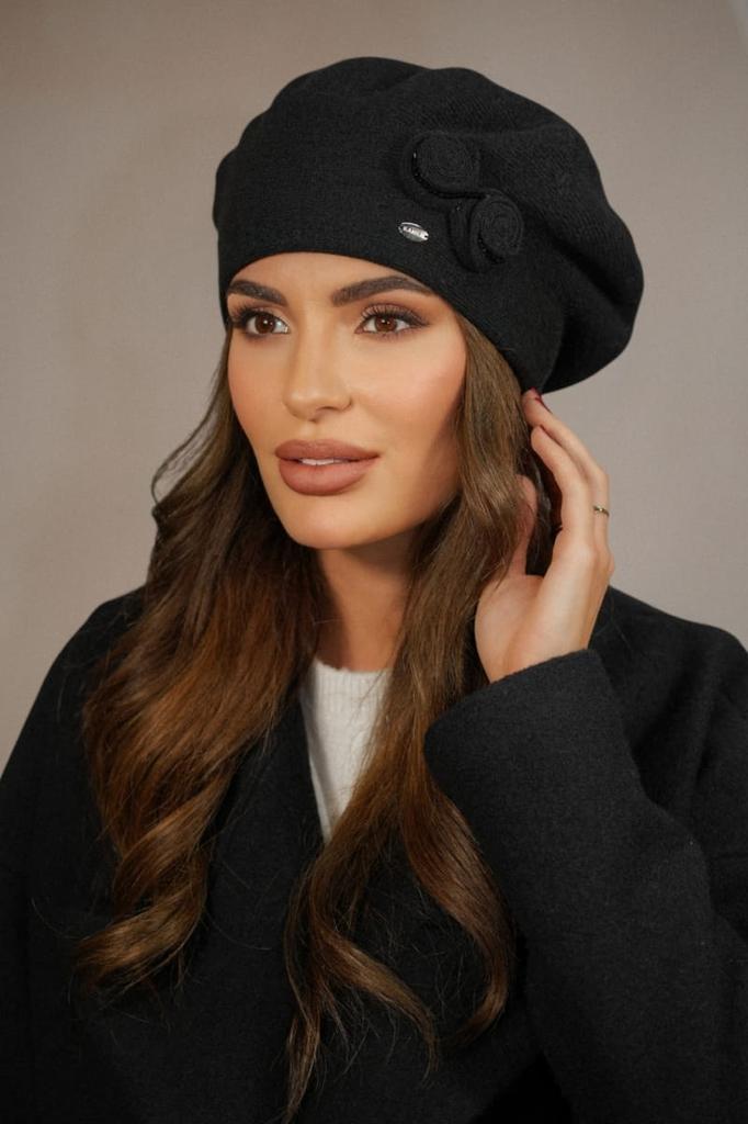 Kamea-Bara Women' Winter Wool Beret Black