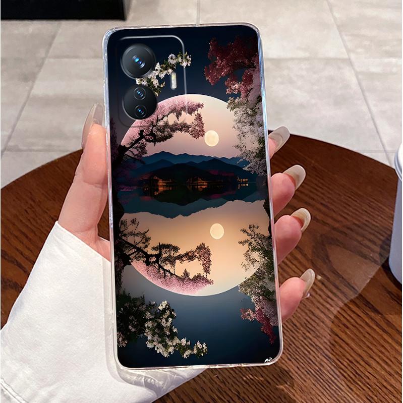 Bumper Soft Silicone TPU Clear Casing For Vivo Y55 2022 4G/T1 4G/iQOO Z6 44W Beautiful Palace Painted Shockproof Cover