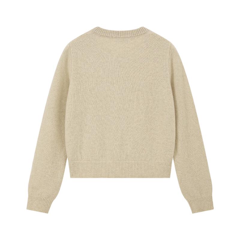 ELLE KIDS Girls' 95% Wool Round Neck Knit Cardigan