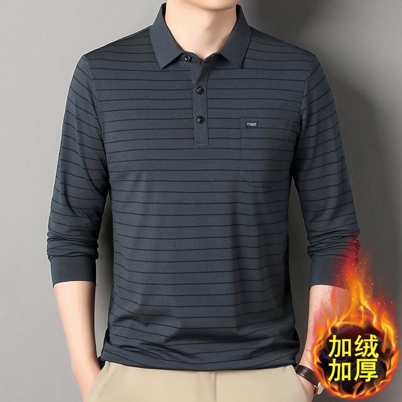 Winter Men s Striped Polo Shirt Top M