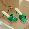 Fashion Summer Women Shoes New Handmade Square Open Toe High Heels Outdoor Fashion Slippers Ladies Casual Sandals