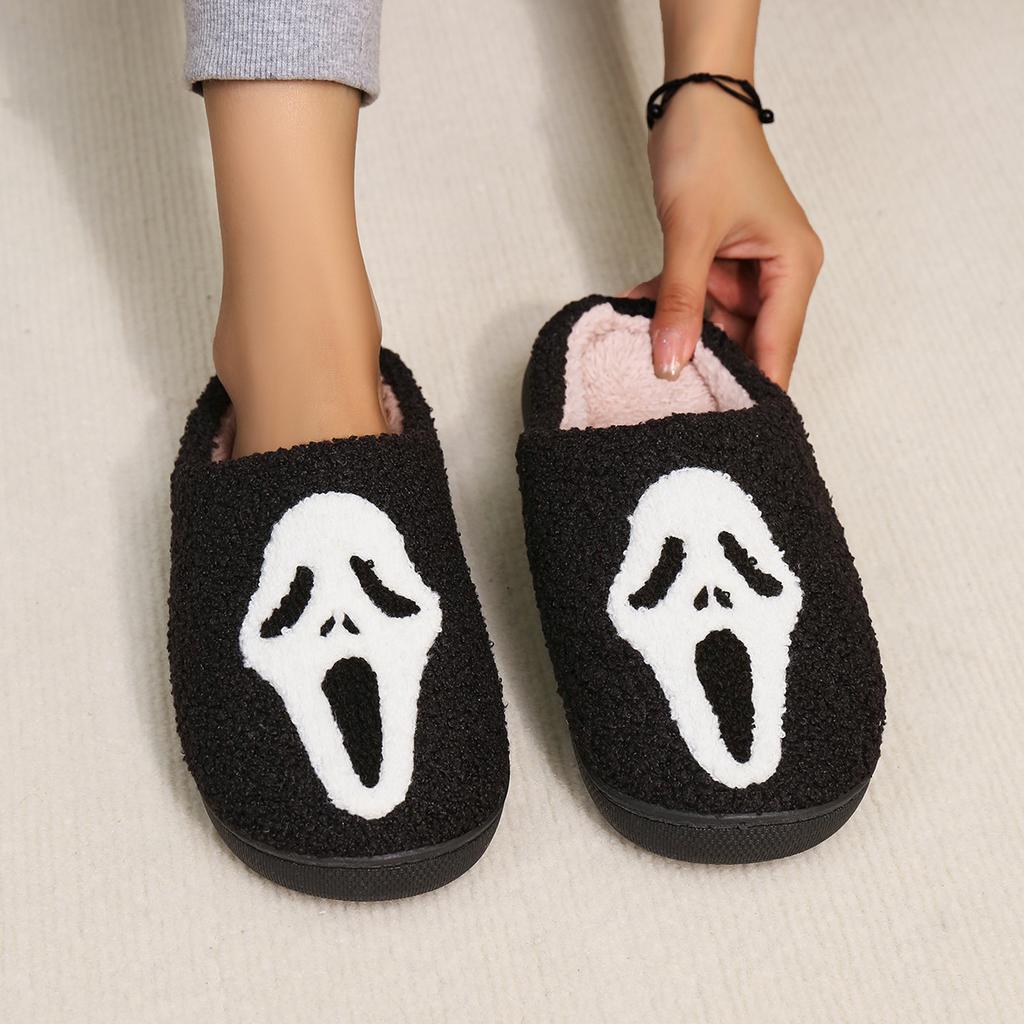 Halloween new home slippers warm men's and women's slippers support sticker code