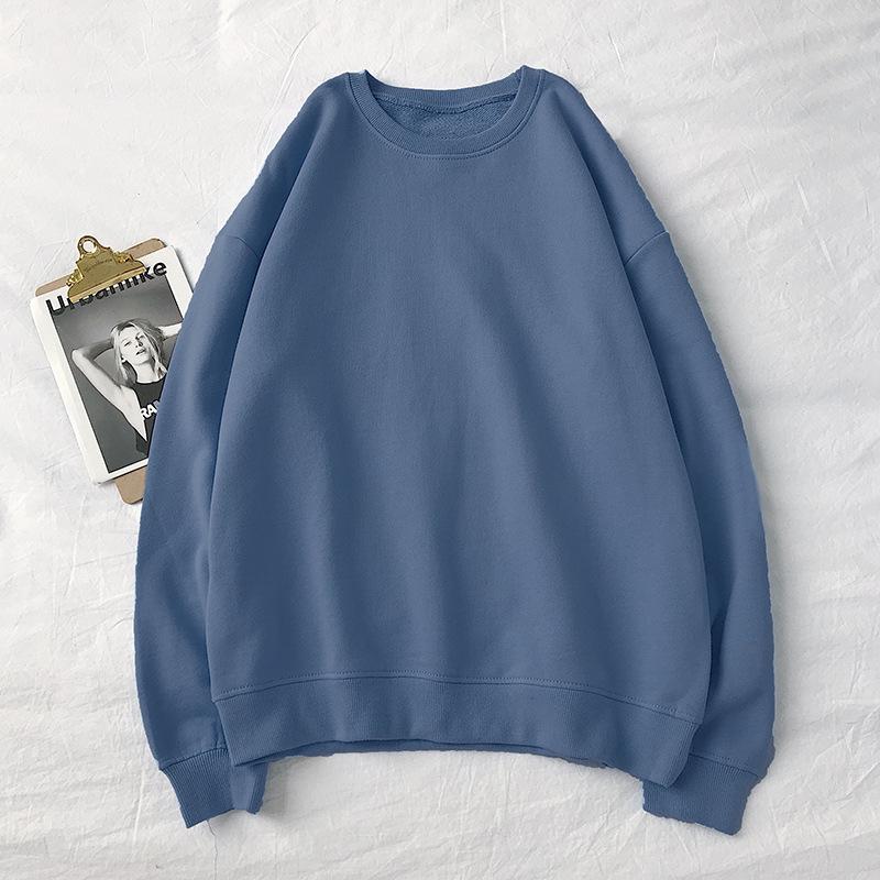Unisex Crewneck Sweatshirt - Loose Fit for Spring and Autumn, Solid Color, Long Sleeve, Trendy and Versatile.