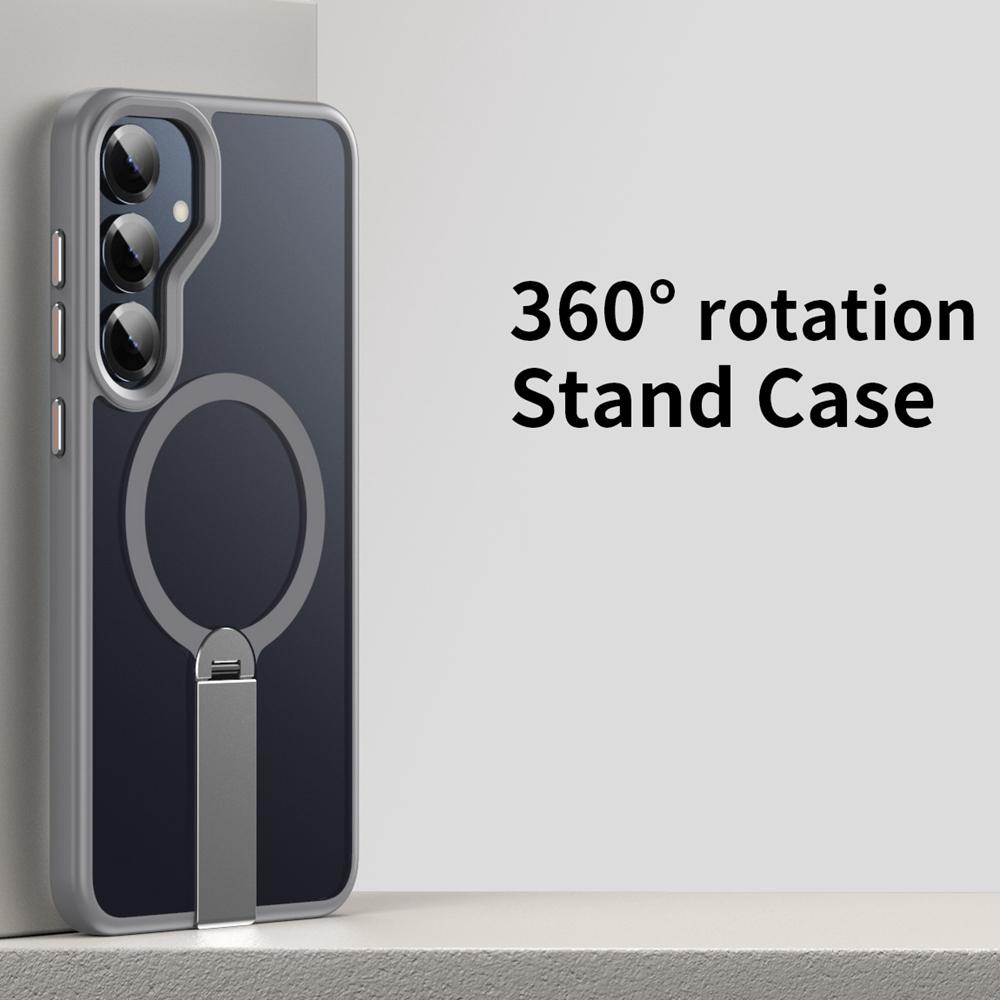 KEYSION 360 Hidden Metal Stand Magnetic Case for Magsafe for Samsung Galaxy S24 S25 Ultra S24+ S25+ Matte Shockproof Phone Cover