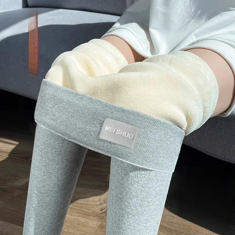 Lamb's Wool High-waisted Extra-thick Bottoms Women's Outer Wear Fall and Winter Padded and Thickened Large Size Elastic Thin Warm Cotton Pants