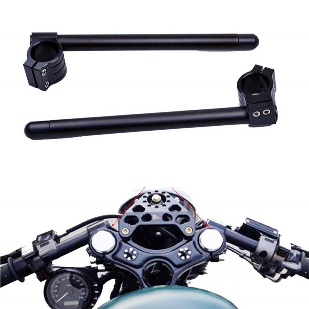 35MM Motorcycle Clip-On 7/8  Handlebar Black For Cafe Racer Universal Adjustable